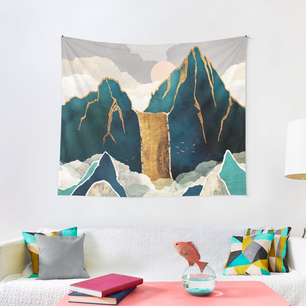 Golden Waterfall Tapestry