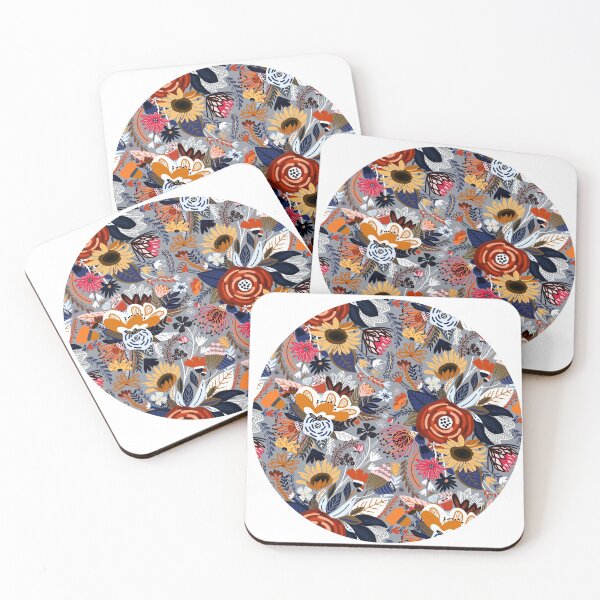 Item preview, Popping Floral - Orange & Navy  designed and sold by TigaTiga.