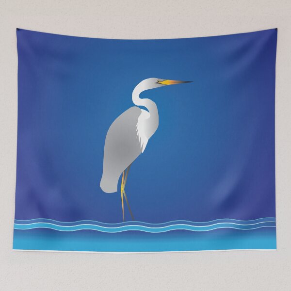 Item preview, Florida Egret or Heron Bird Watcher Blue designed and sold by AntiqueImages.