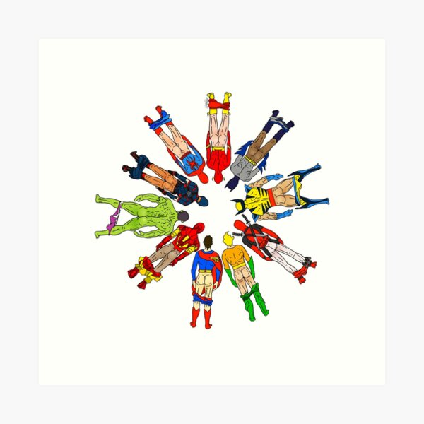 Superhero Butts Circular Art Print