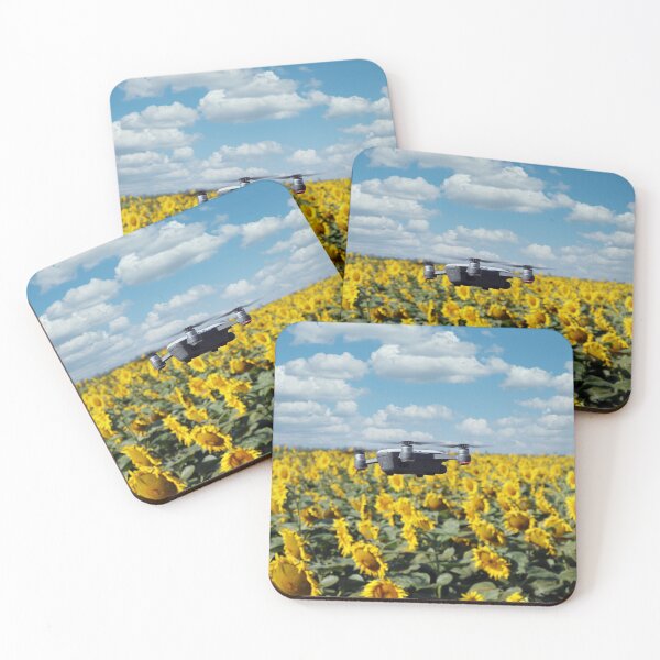 Item preview, The drone is flying over the sunflower field in summer designed and sold by goceris.