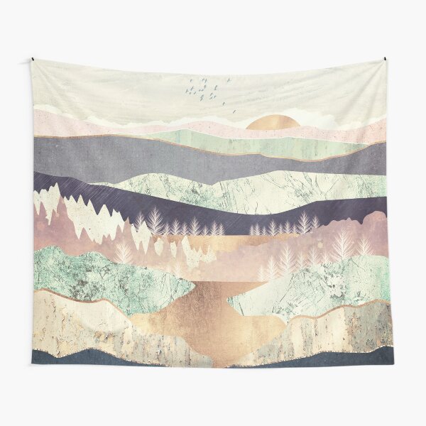 Golden Spring Reflection Tapestry