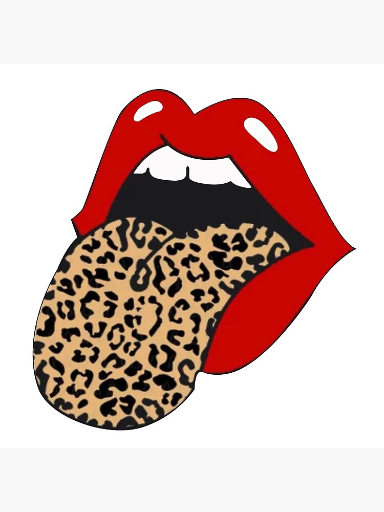 red lips with leopard tongue shirt