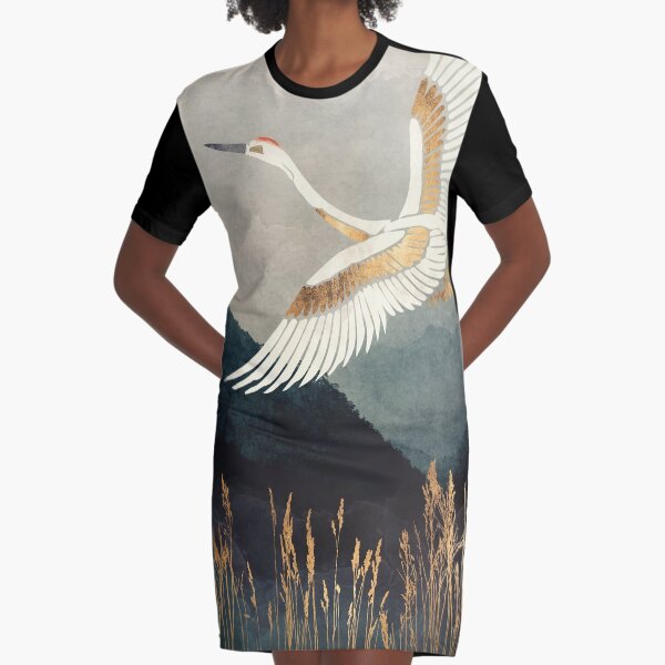 Elegant Flight Graphic T-Shirt Dress