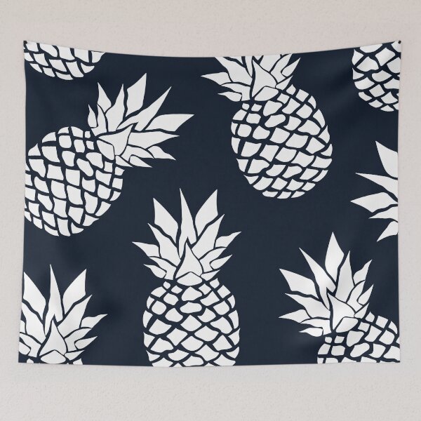 Item preview, Pineapple, Tropical Hawaii, Navy Blue and White designed and sold by meggydesigns.