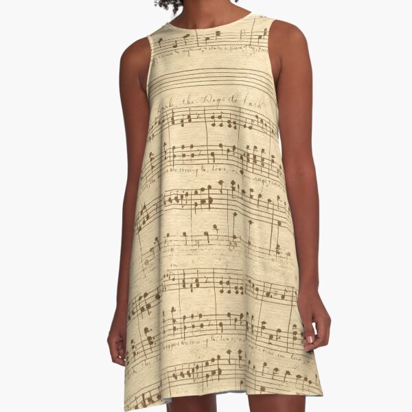 Music Notes Art Decor Vintage Sheet Music A-Line Dress