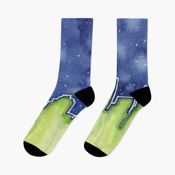 Item preview, Seattle Night Skyline Watercolor designed and sold by Olga Shvartsur.