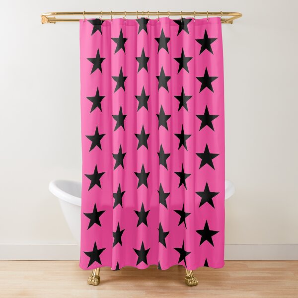  Gibelle Pink Striped Shower Curtain, Hot Pink Neon