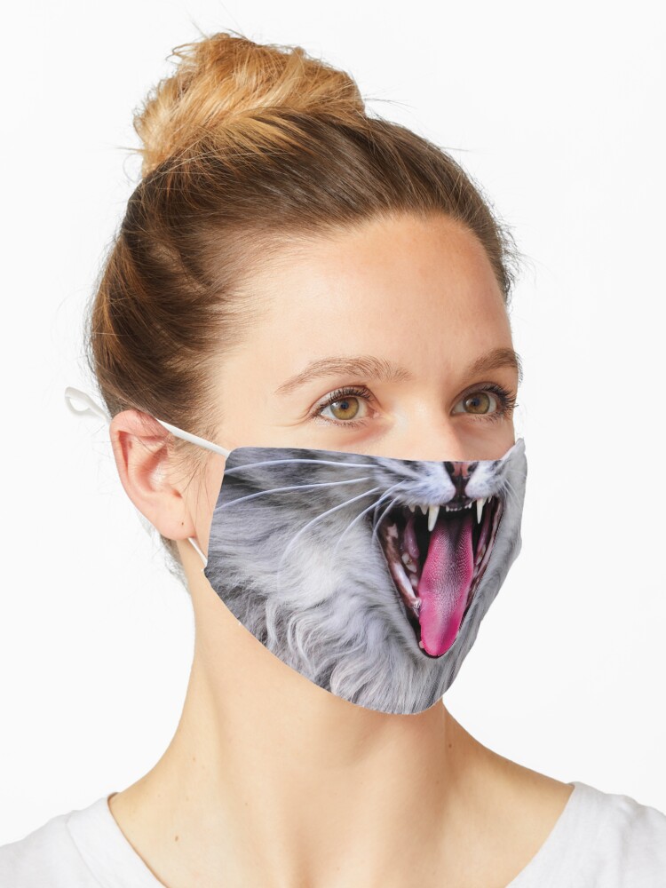 Masque Bouche De Chat Mignon Avec La Langue Dehors Par Anastasiadesign Redbubble