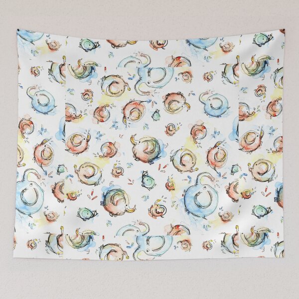 Item preview, Funny Elephants Pattern Watercolor designed and sold by Olga Shvartsur.