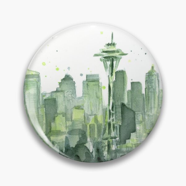 Item preview, Seattle Watercolor Space Needle Skyline designed and sold by Olga Shvartsur.