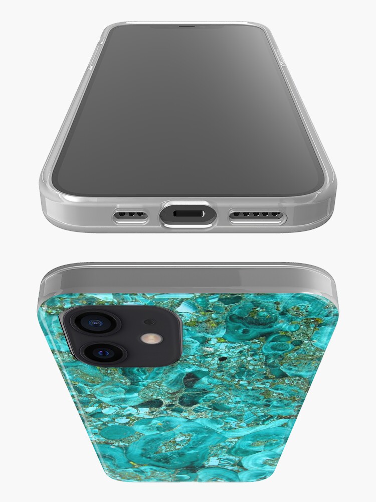 Alternate view of Marble Turquoise Blue Gold iPhone Case & Cover