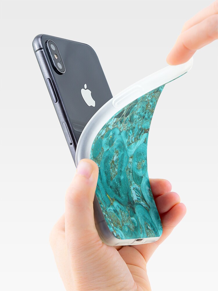 Alternate view of Marble Turquoise Blue Gold iPhone Case & Cover