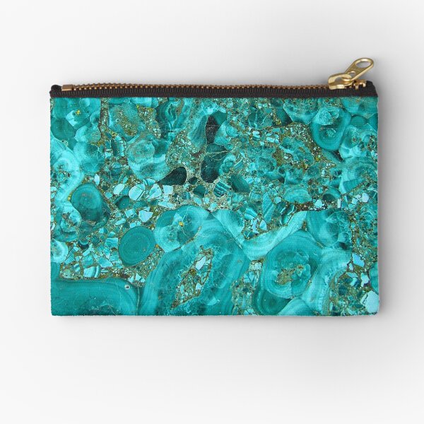 Marble Turquoise Blue Gold Zipper Pouch
