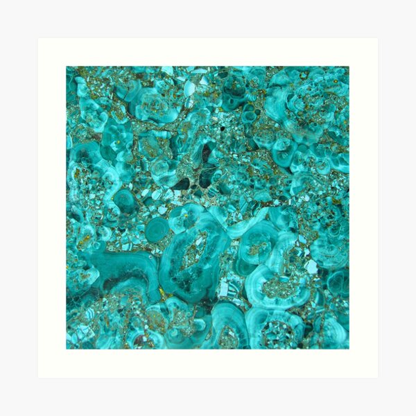 Marble Turquoise Blue Gold Art Print