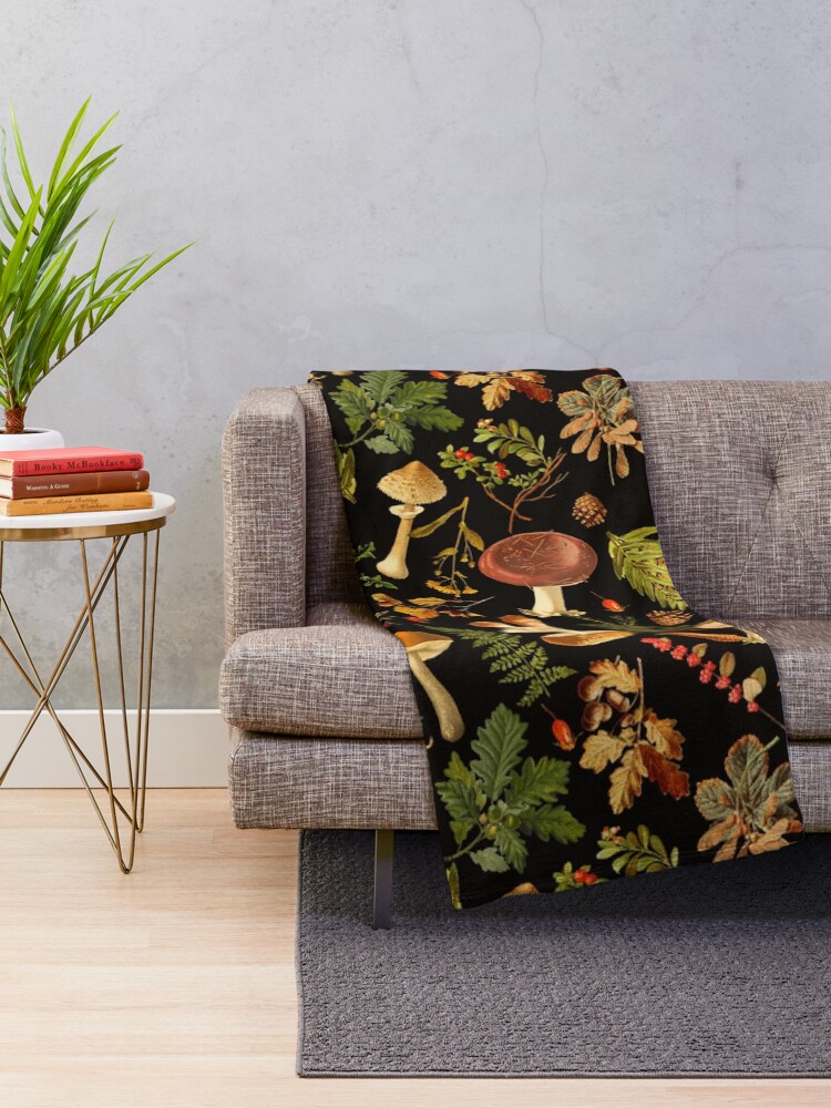 Alternate view of Thanksgiving Mushrooms Harvest Throw Blanket