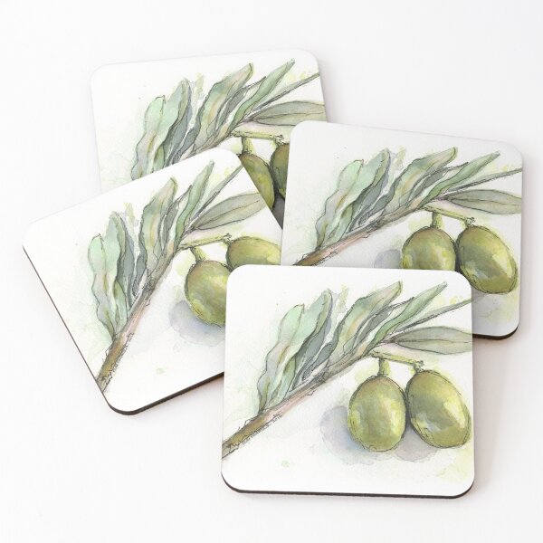 Item preview, Green Olives Branch Watercolor Illustration designed and sold by Olga Shvartsur.