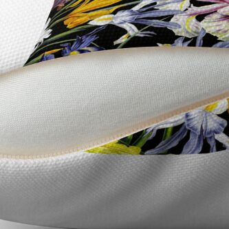 Alternate view of Victorian Iris Flower Pattern on Black Floor Pillow