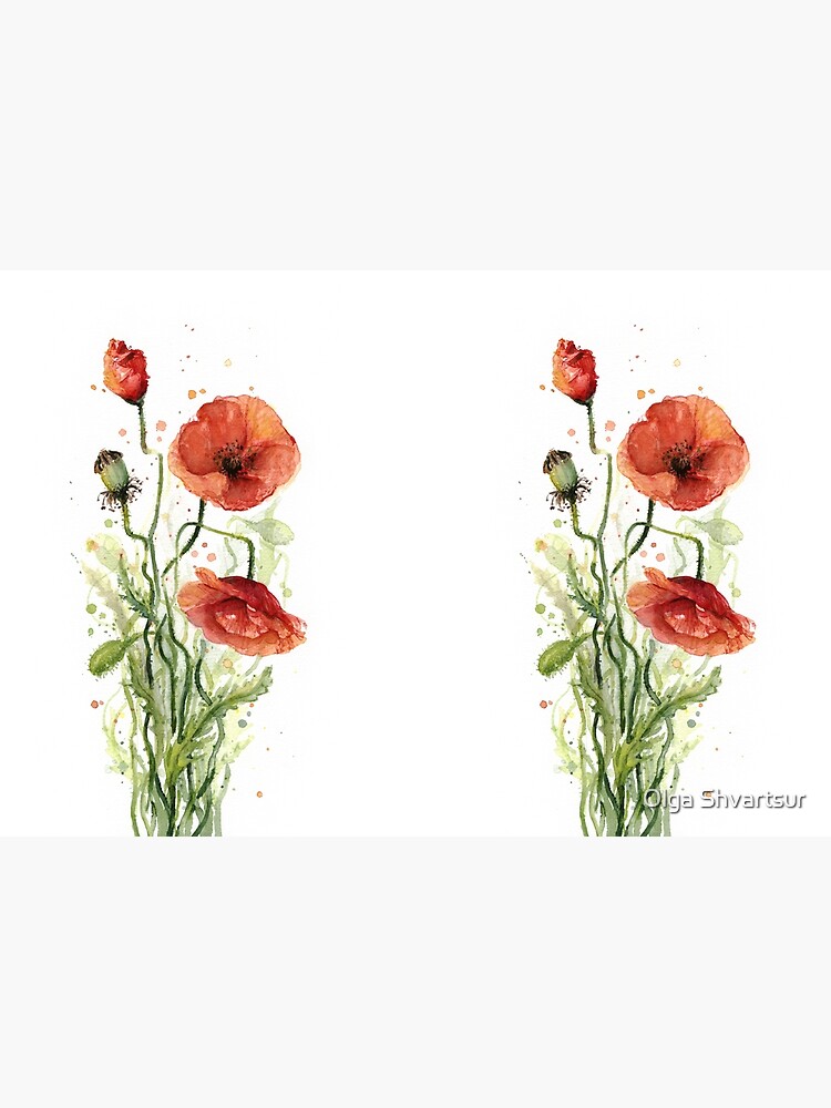 Red Poppy Flower Watercolor Wrapping Paper by Olechka