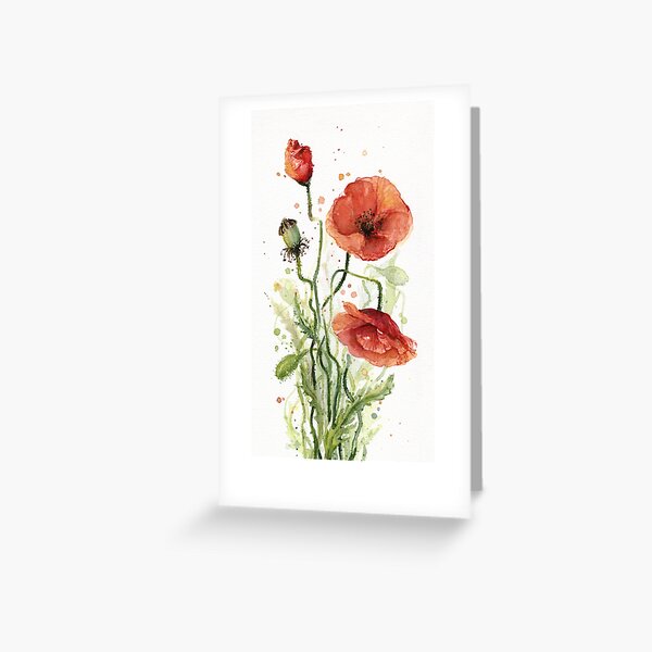 Item preview, Red Poppies Watercolor Painting designed and sold by Olga Shvartsur.