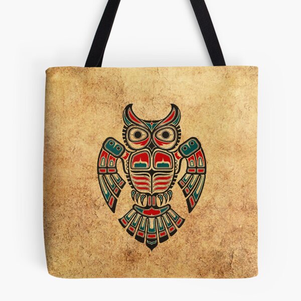 Item preview, Red and Teal Blue Haida Spirit Owl designed and sold by JeffBartels.