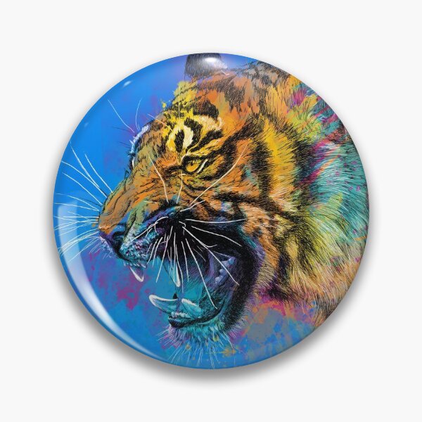 Item preview, Roaring Tiger Colorful Illustration Wild Animal designed and sold by Olga Shvartsur.