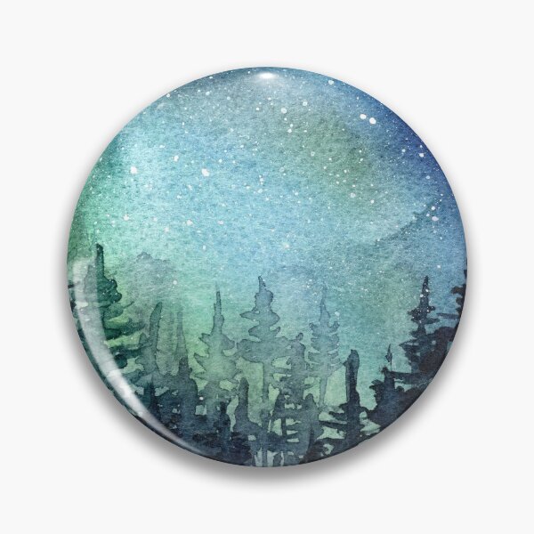 Item preview, Watercolor Galaxy Nebula Aurora Northern Lights Painting designed and sold by Olga Shvartsur.
