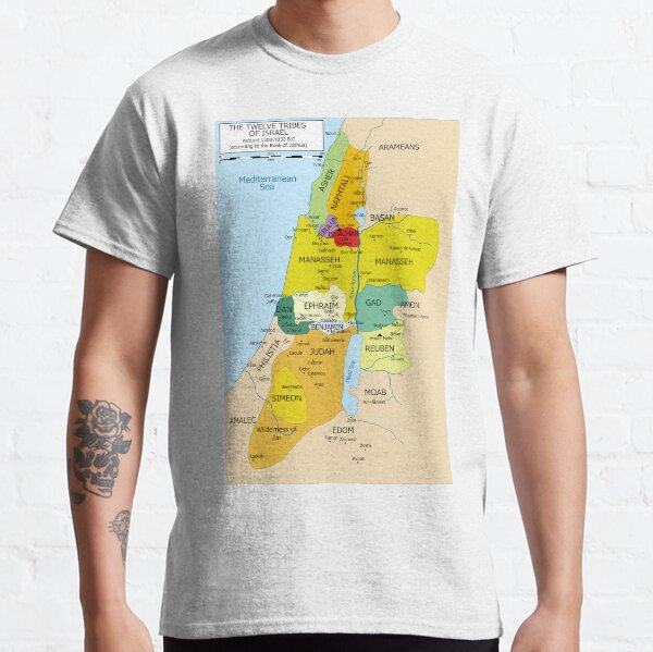 Map of Twelve Tribes of Israel from 1200 to 1050 According to Book of Joshua Classic T-Shirt