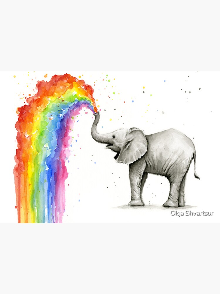 Baby Elephant Spraying Rainbow by olga-shvartsur