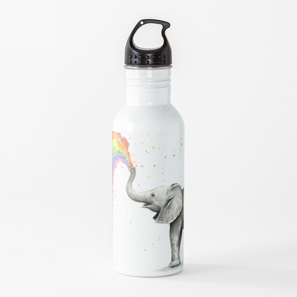 Baby Elephant Spraying Rainbow Water Bottle