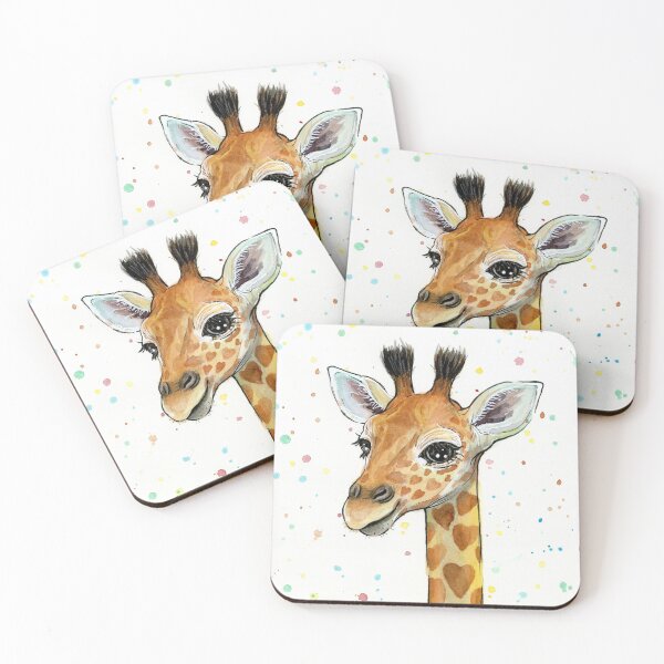 Item preview, Baby Giraffe with Hearts Watercolor Animal designed and sold by Olga Shvartsur.