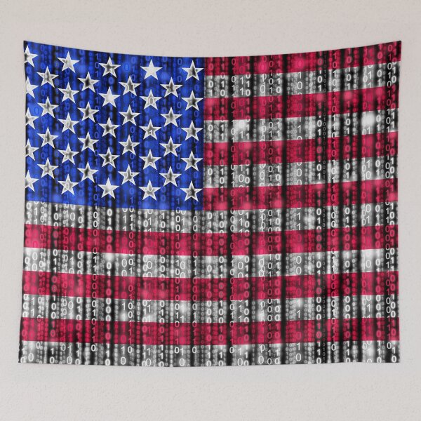 Item preview, Digital stream binary American flag designed and sold by NerdySherds.