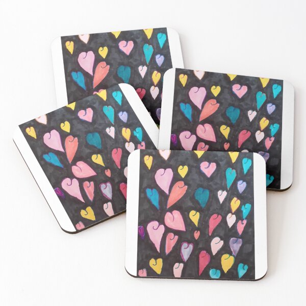 Item preview, Hearts in color on a large black background designed and sold by ThereseLyssia.