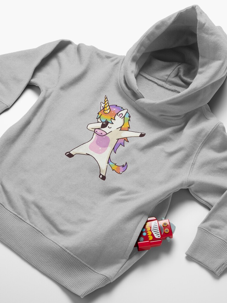 Alternate view of Unicorn Dabbing Toddler Pullover Hoodie