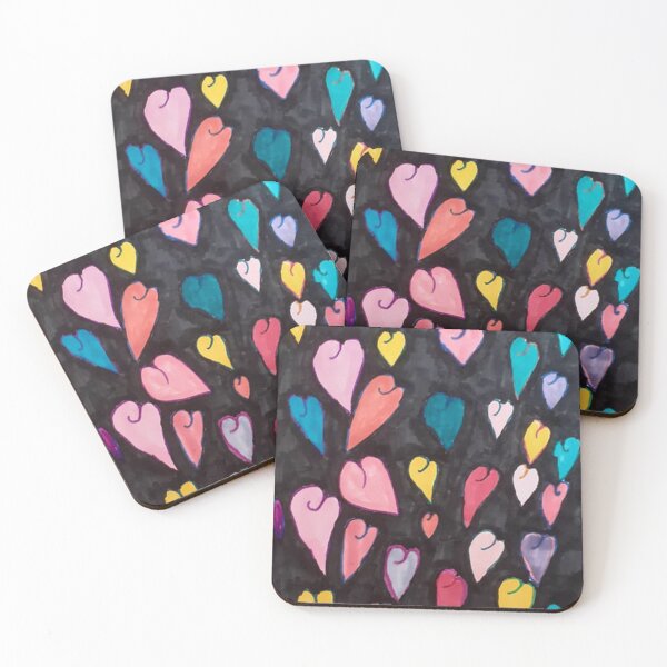 Item preview, Copy of Hearts in color on black background medium size designed and sold by ThereseLyssia.