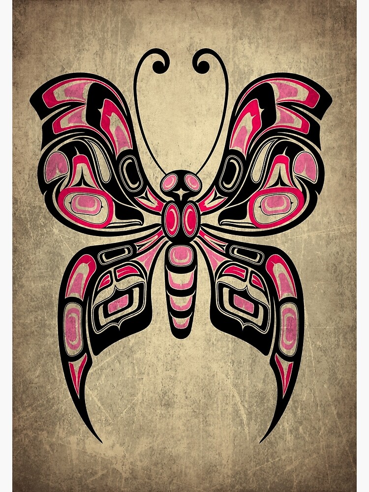 Pink and Black Haida Spirit Butterfly Art Print for Sale by jeff bartels