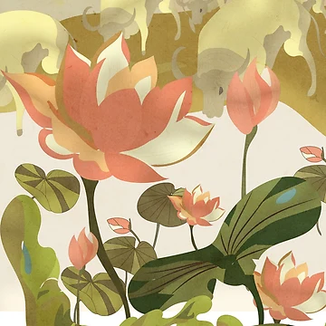 Artwork thumbnail, LOTUS AND COW by Rococodesigns