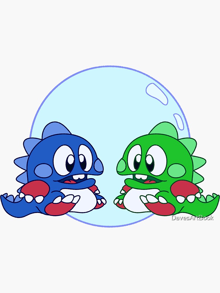 "Retro bubble game characters " Sticker by DavesArtBook Redbubble