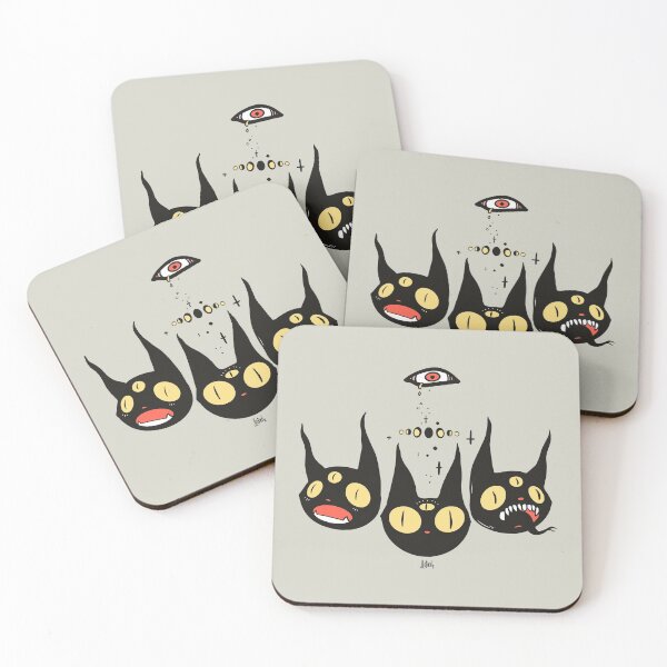 Item preview, Three Strange Cat Heads. Gothic Dark Art designed and sold by cellsdividing.