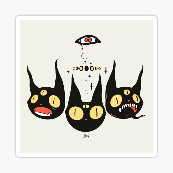 Three Black Cat Stickers