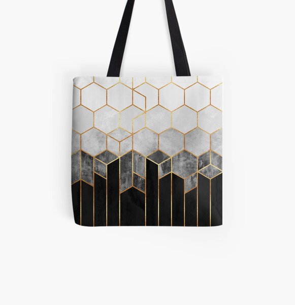 Charcoal Hexagons All Over Print Tote Bag