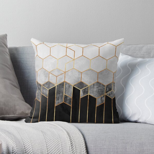 Charcoal Hexagons Throw Pillow