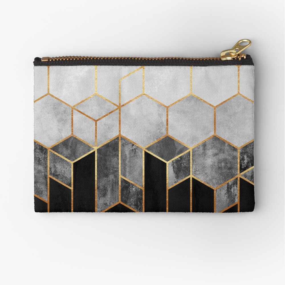 Charcoal Hexagons Zipper Pouch