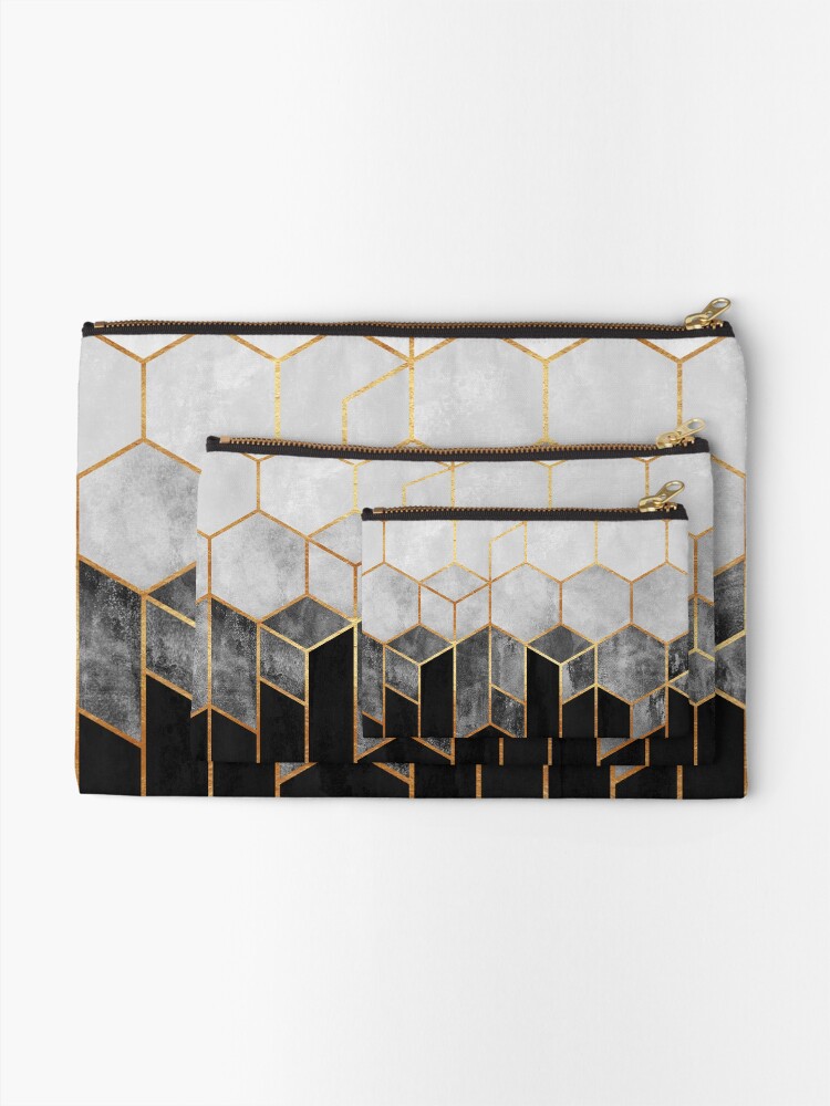 Alternate view of Charcoal Hexagons Zipper Pouch