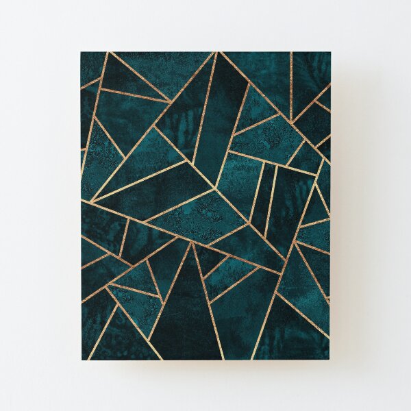 Deep Teal Stone Wood Mounted Print