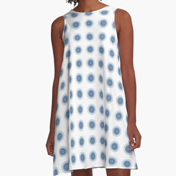 Blue Gray Lace Doiley A-Line Dress