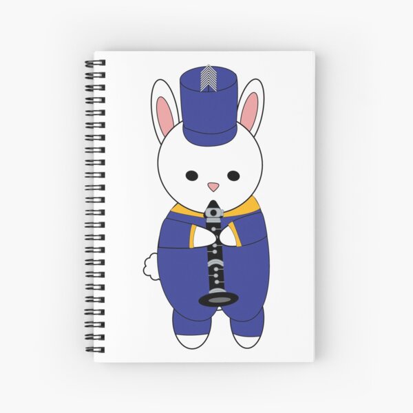 Marching Band Rabbit Bunny Clarinet Blue Yellow Gold Spiral Notebook