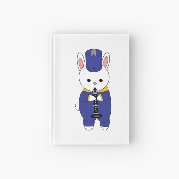 Marching Band Rabbit Bunny Clarinet Blue Yellow Gold Hardcover Journal