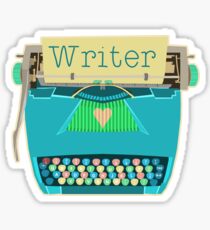 Retro Typewriter for Writers Mid-Century Modern Aqua Blue Sticker