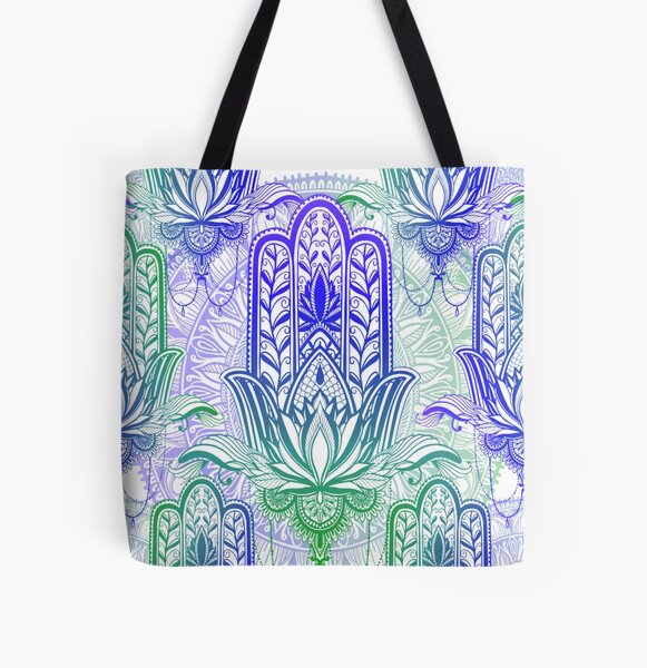 Traditional Art Tote Bag Hamsa Hand Graphic Religious Pattern Design 